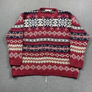 Vintage Eddie Bauer Sweater Womens Medium Fair Isle Nordic Crewneck Cabincore